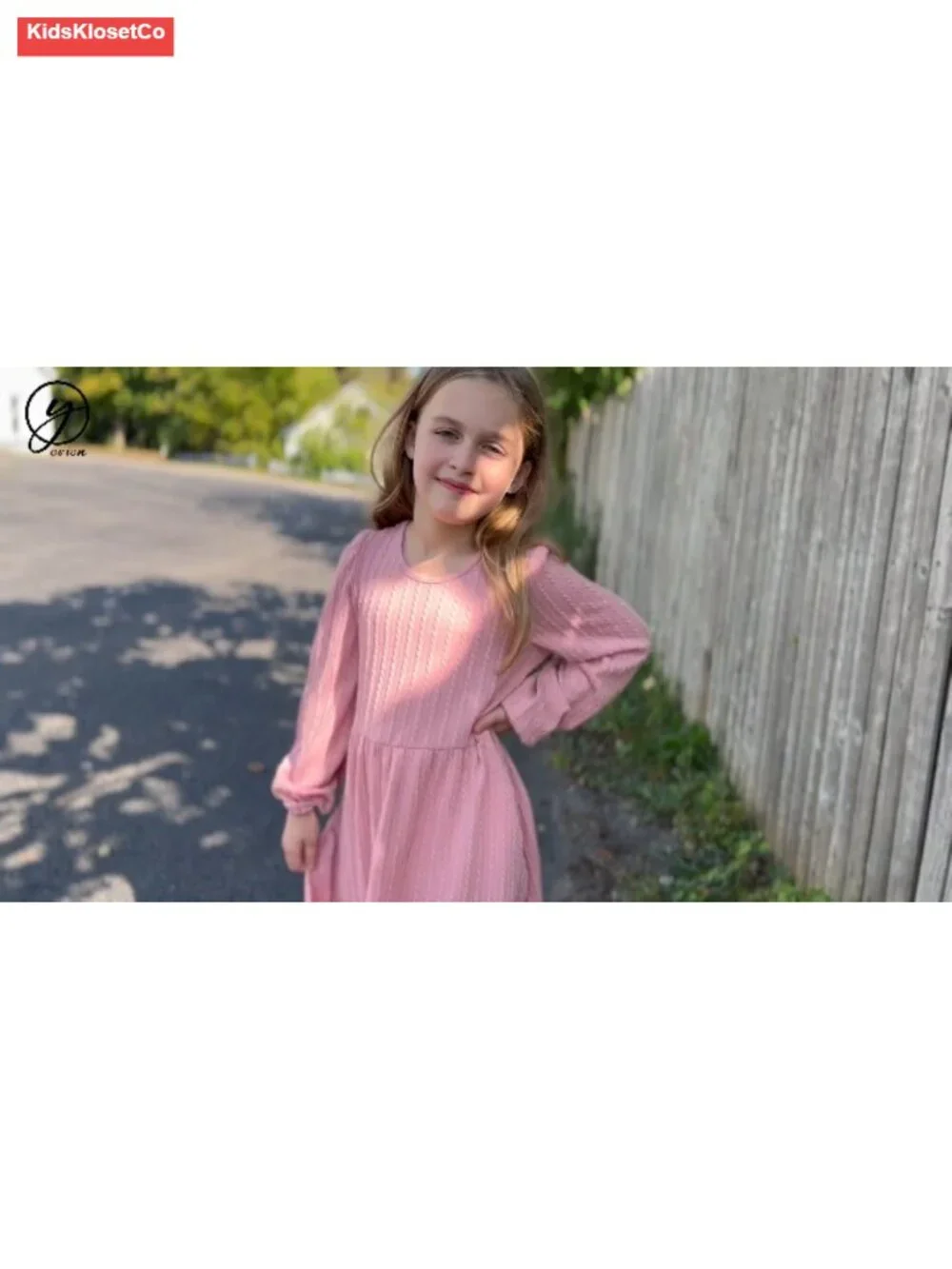 Girls Knit Sweater Dress Long Sleeve A-Line Pockets